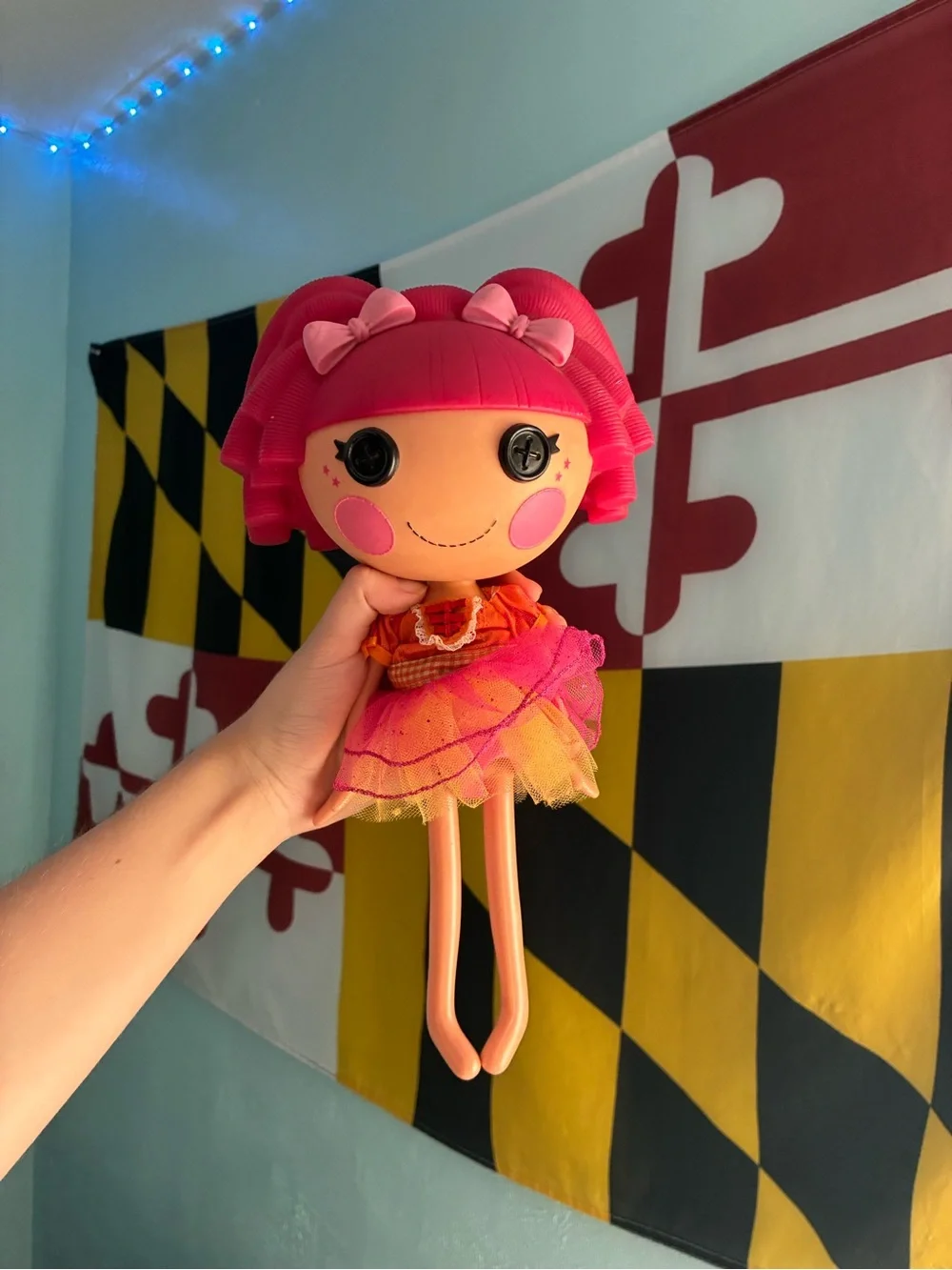 Pink Hair Cute Doll with Colorful Tulle Dress